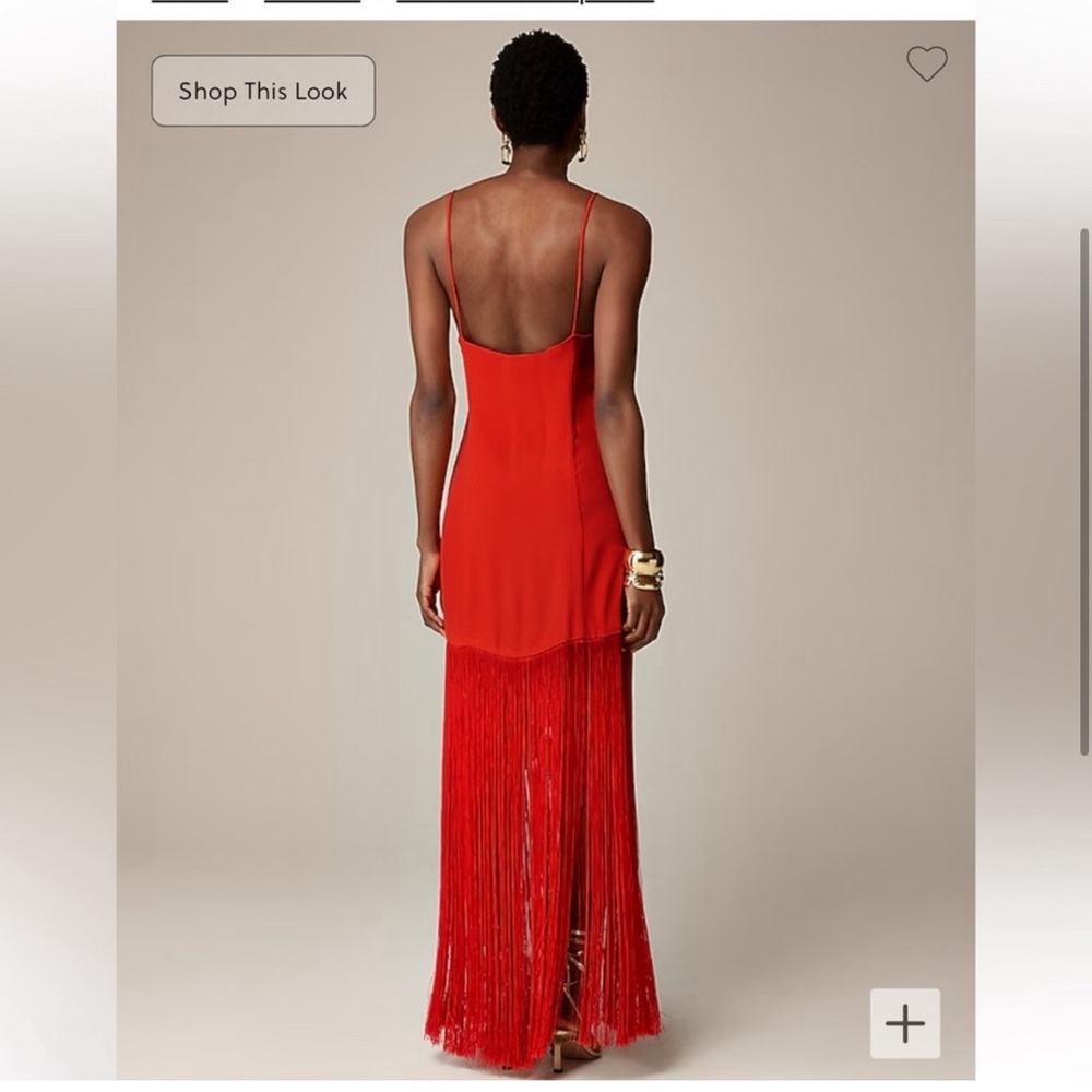 J crew scarlet red Collection fringe-trim slip dress - Picture 2 of 8